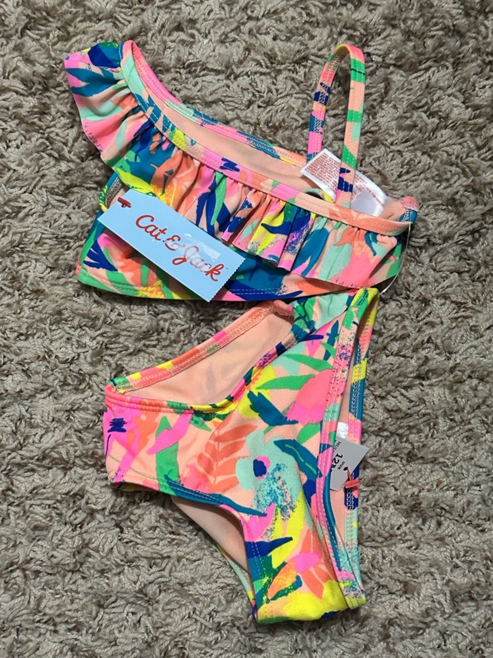Cat & Jack Kids' Multicolor Floral Swim Suit - 12M